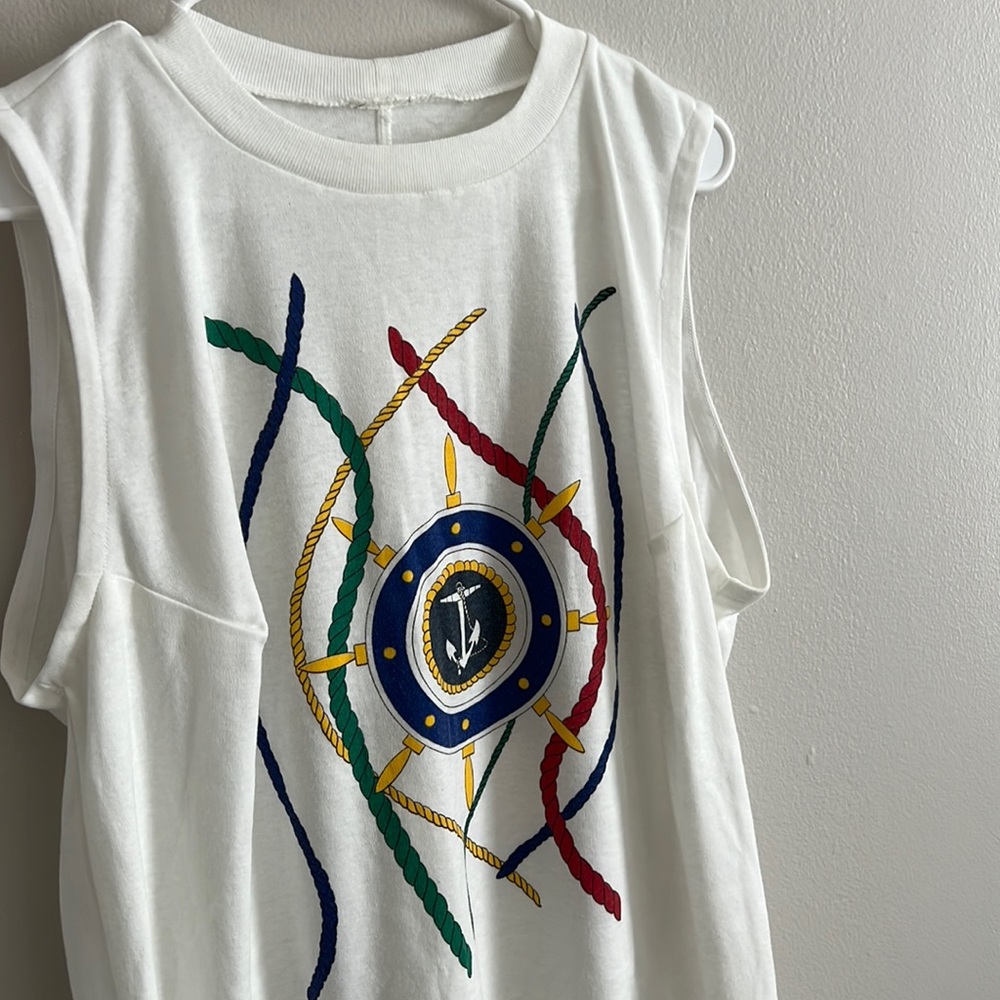 Vintage 1990s Nautical print tank top